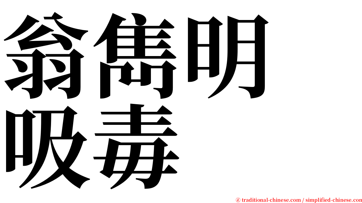 翁雋明　吸毒 serif font